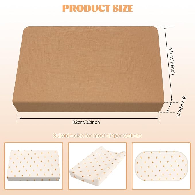 2 Pcs Changing Pad Cover, Soft Changing Pad Sheets, Changing Table Pad Cover, Cotton Fitted Diaper Changing Table Cover Set, Baby Diaper Change Table Pad Covers, 32x16x3.15in (Style 2)