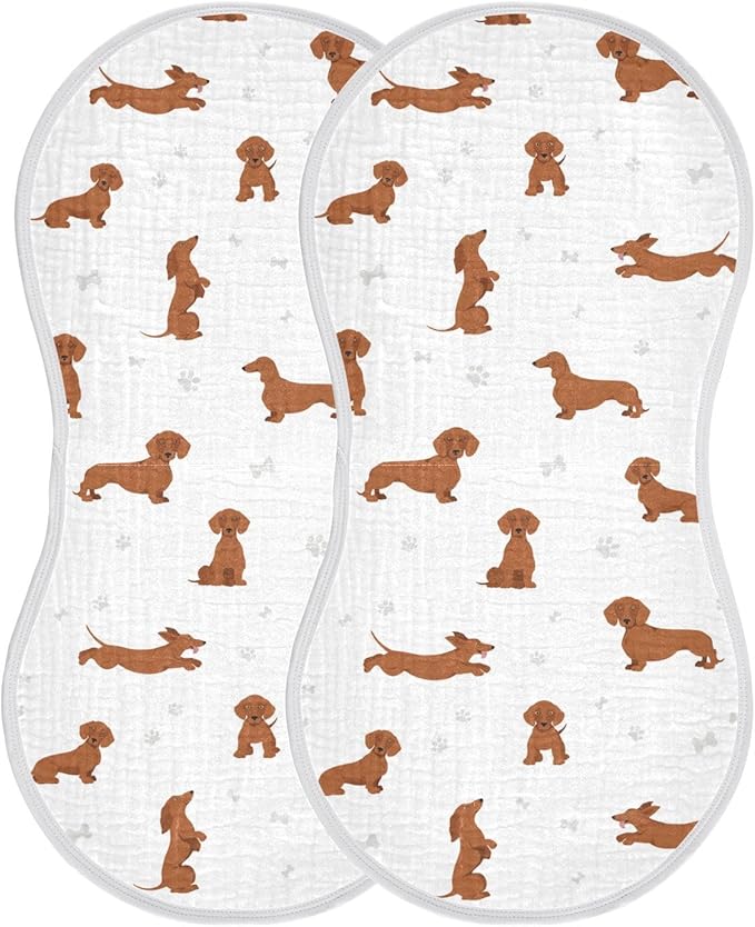 vvfelixl Burp Cloths Dachshund Short Haired Pattern for Baby Boy Girls Baby Washcloths Burp Rags 1 Pack