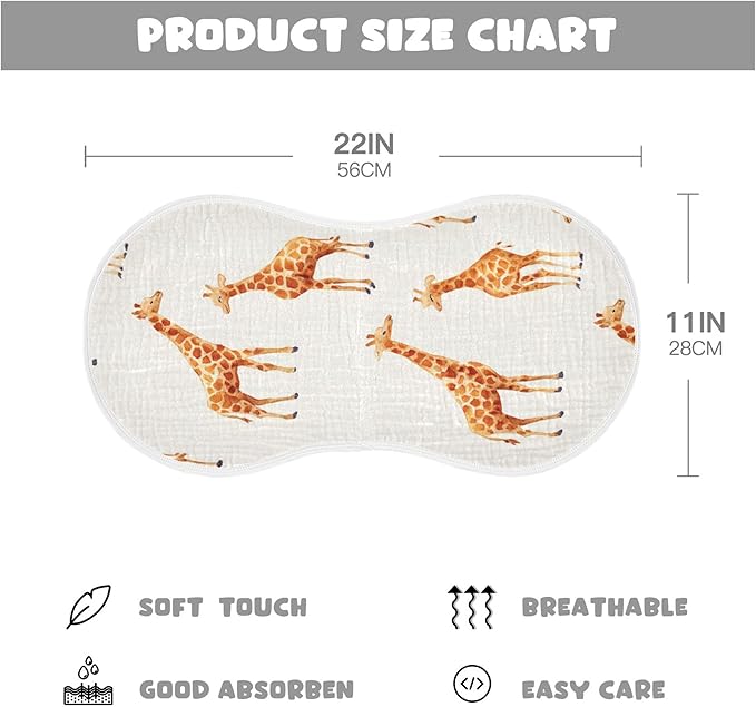 Africa Giraffe Animal Burp Cloths Baby Boys Girls Absorbent Soft Cotton Burping Cloths Rags 4 Pack