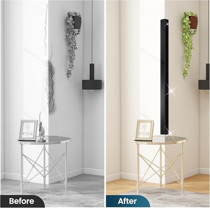 8PCS 36" Black Metal Corner Protector, Peel and Stick Aluminum Corner Guards L molding Tile Trim, Suit for Wall Door Frame Cabinet Baseboard Decor, Size 36in x 1.6in (Pack of 8)