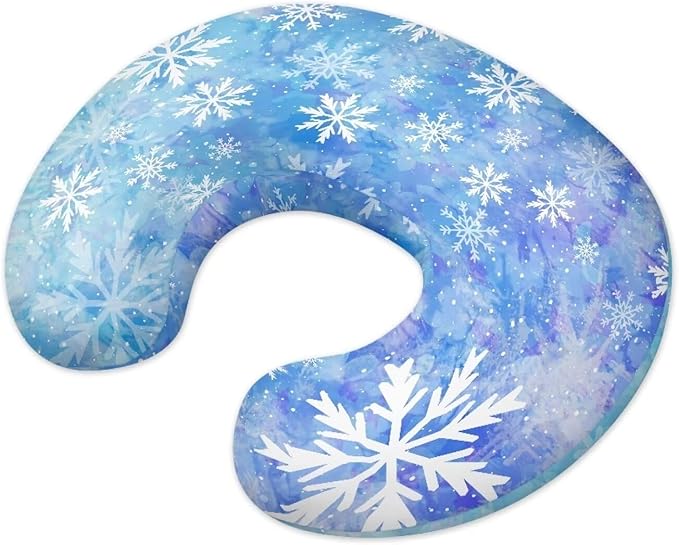 Snowflake Gradient Nursing Pillow Covers Breastfeeding Pillow Slipcover for Newborn Soft Nursing Pillow Case Skin-Friendly U-Shaped Hidden Zipper Design
