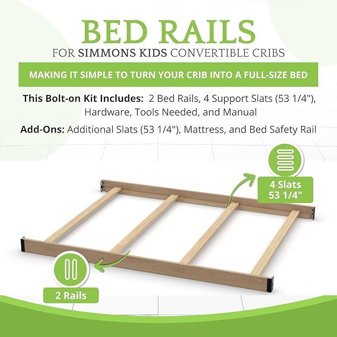 CC KITS Full-Size Conversion Kit Bed Rails Compatible with Simmons Kids Convertible Cribs by Delta Children - Solid Wood Rail - Toddler and Adult Bed Rail for Full-Size (Rustic Driftwood, BOLT-ON KIT)