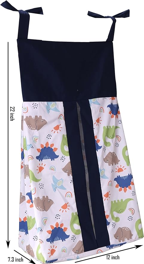 Dinosaur Nursery Crib Diaper Stacker For Boys Girls Crib Diaper Organizer Diaper Holder, Large Capacity (Blue)