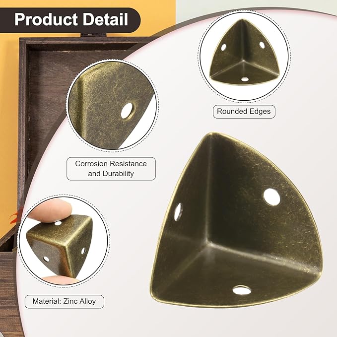 uxcell 8PCS Metal Corner Protector 1 x 1 x 1 Inch Box Edge Guard Protector Zinc Alloy Cabinets Speaker Corners Protector for Furniture Decorative (Vintage Bronze Tone)