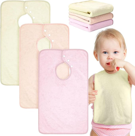Hercicy Full Coverage Pullover Toddler Baby Bibs Terry Cloth Bibs with Snap Button for 0-4 Years Unisex Feeding Drooling