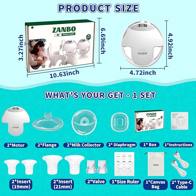 Electric Breast Pump Upgrade Hands Free Wearable 2-Pack 32db Ultra Quiet Portable Breastfeeding Pump 4 Modes 12 Suction Levels 19 21mm Flange LED Display Dual Seal Tech Ideal Gift for New Mom-White