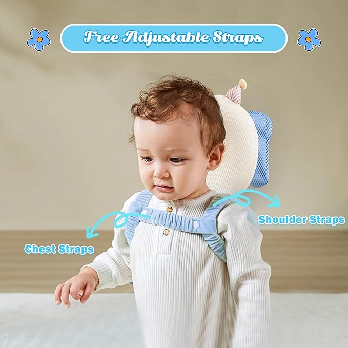 Baby Head Protector Cushion Backpack with 3 Baby Knee Pads for Walking & Crawling.(Elephant)