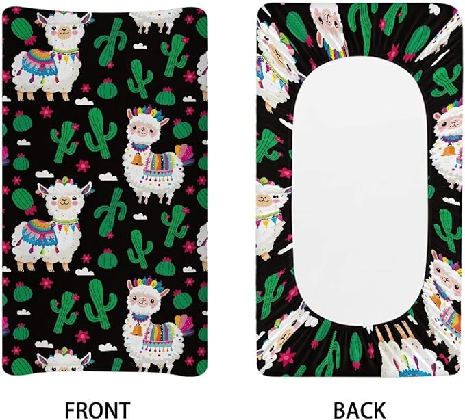 Alpaca Cactus Changing Pad Cover Durable Breathable Nursery Pad Change Cover Waterproof Lightweight Soft Universal Tray Table Mat