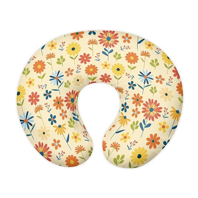 Flowers Nursing Pillow Cover with Hidden Zipper Flowers Breathable & Skin Friendly for Moms/Baby Stretchy Nursing Pillow Cover Quick-Dry Fabric