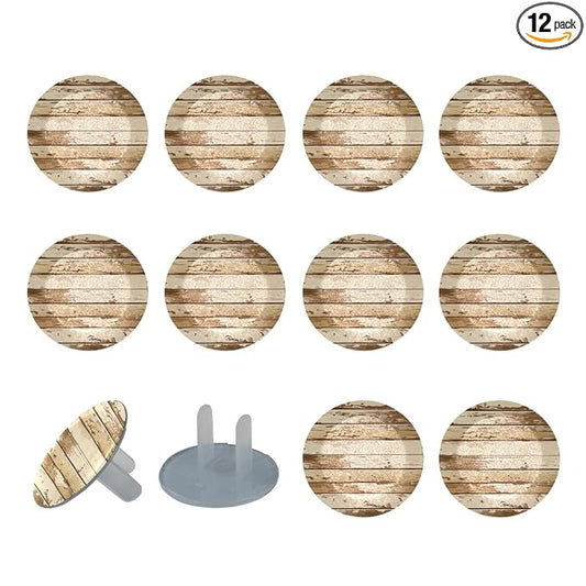 Old Wooden (6) Outlet Covers Baby Proofing Child Proof Plug Covers for Electrical Outlets Easy Install Outlet Plug Covers