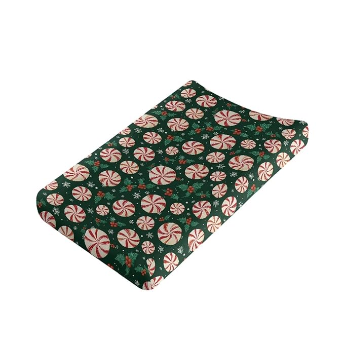 Christmas Candy Changing Pad Cover for Baby Soft and Comfy Diaper Change Table Covers with Elastic Edge Easy to Install Changing Mat Sheet for All Season Gift for Friends