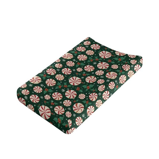 Christmas Candy Changing Pad Cover for Baby Soft and Comfy Diaper Change Table Covers with Elastic Edge Easy to Install Changing Mat Sheet for All Season Gift for Friends