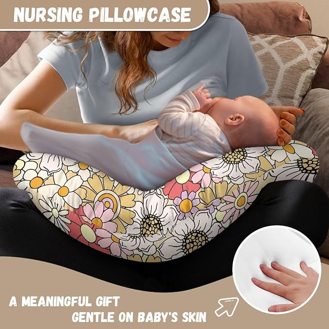 Colorful Daisy Nursing Pillow Cover with Zipper Cover Daisy Breastfeeding Cover for Nursing Pillow Unisex Nursing Pillow Slipcovers Machine Wash & Quick Dry