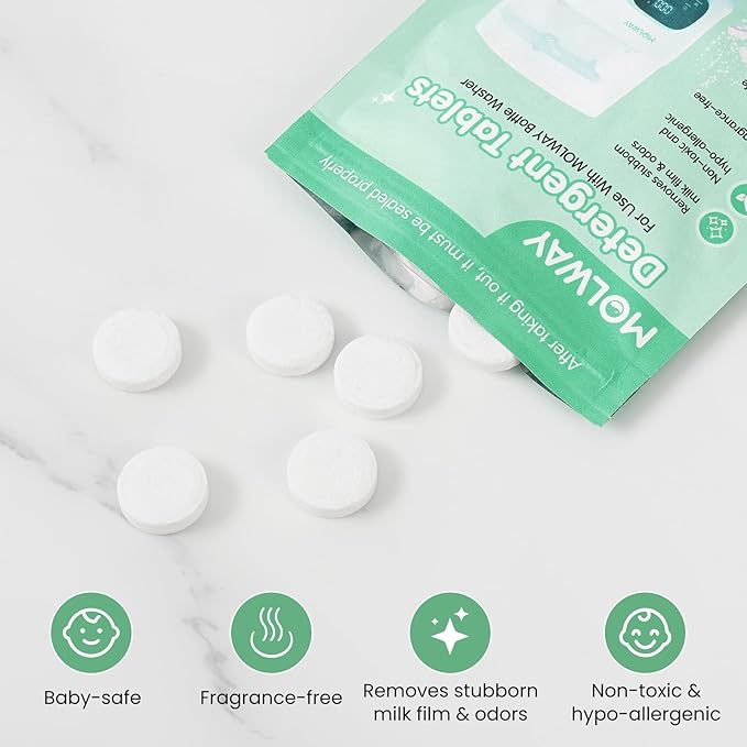 120 PCS Detergent Tablets, Detergent Washing Tablets for MOLWAY, Momcozy, GROWNSY, Baby Brezza Bottle Washer, Remove Milk Residue & Odor, for All Baby Bottle Washers