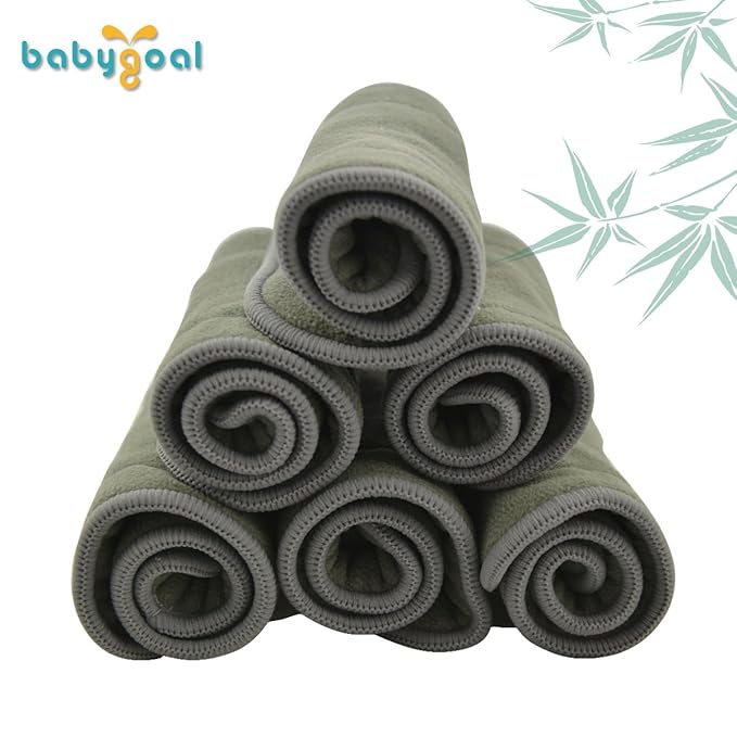 babygoal Reusable Cloth Diapers 6 Pack+22 Inserts, One Size Adjustable Washable Pocket Nappy Covers for Baby Boys,Rash-Free