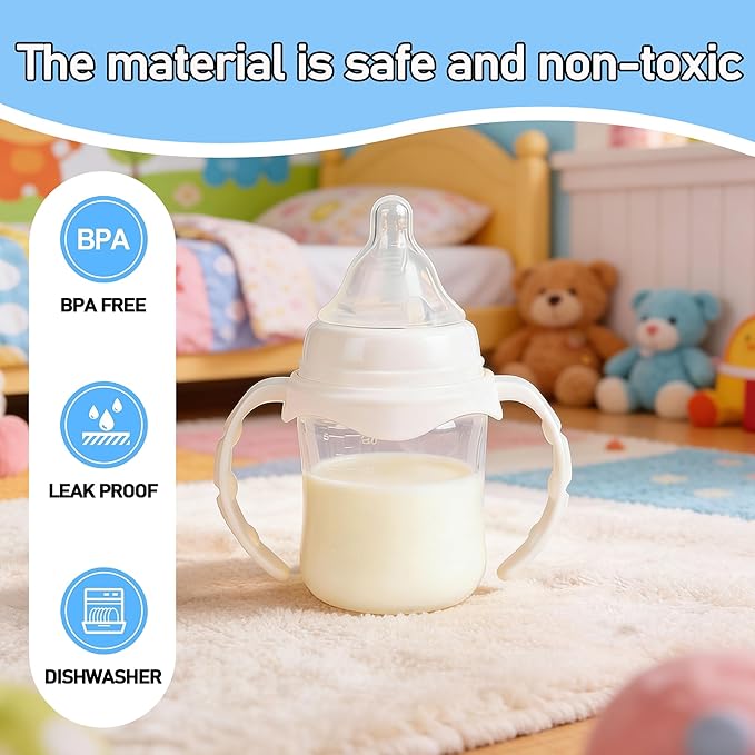 6Pack Baby Bottle Handles for Evenflo Wide Neck 5oz/6oz/9oz Baby Bottle, Ergonomic Non Slip Grip Easy Changing (Only Fit Evenflo Wide Neck Bottle)