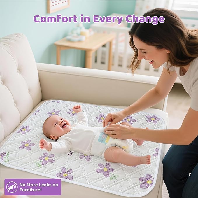 Diaper Changing Pads for Baby, Portable Change Mat, 3Layers Waterproof Change Pad Foldable Absorbent Mats for Women, Reusable Incontinence Underpads for Patient 20''x27.5''