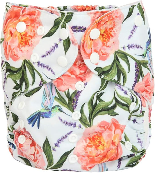 2 to 7 Years Old Junior Big Cloth Diaper Pocket Reusable Baby Toddler Girls (Hummingbirds)