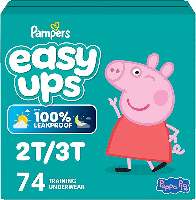 Pampers Training Pants - Easy Ups Girls & Boys - Size 2T-3T, 74 Count, Peppa Pig Potty Underwear (Packaging May Vary)