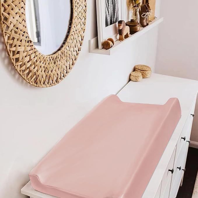 Owlowla Changing Pad Cover,Waterproof Changing Pad Covers-Soft Leather Diaper Changing Table Cover,Fits Standard Changing Pads for Baby Boy Girl（Blush）