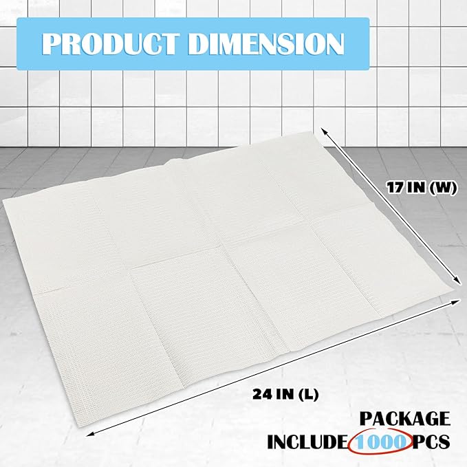 Mixweer 1000 Pcs Baby Disposable Changing Pads 17 x 24 Inch Quick Absorb White Diaper Changing Table Pads Sanitary Liners Soft Waterproof for Baby Child Adult Pets Travel Change Stations
