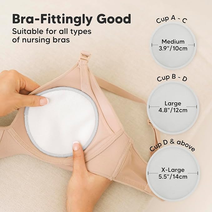 14-Pack Reusable Nursing Pads for Breastfeeding - Soft & Absorbent 4-Layers Washable Breast Pads for Leaking Milk, Viscose from Bamboo Breastfeeding Essentials,Nipple Covers(Cool Gray, L 4.8")