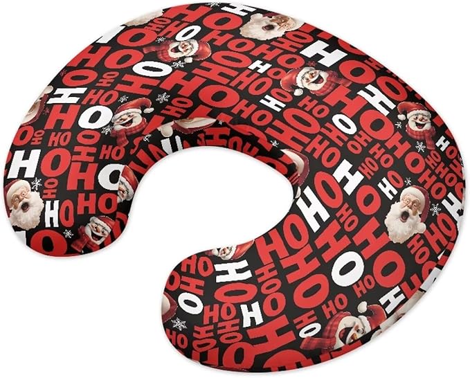 Christmas Nursing Pillow Cover Breastfeeding Pillow Covers for Breastfeeding Mom Hidden Zipper Design U-Shaped Pillow Covers Soft and Skin-Friendly, Santa Claus Sanowman HoHo