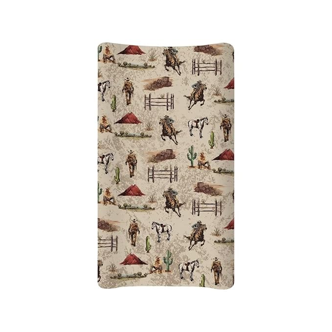 Baby Disper Changing Pad Cover Weatern Cowboy Print Diaper Change Table Sheets Removable & Washable 32"x16" Bassinet Cradle Mattress Sheets for Gilrs Boys