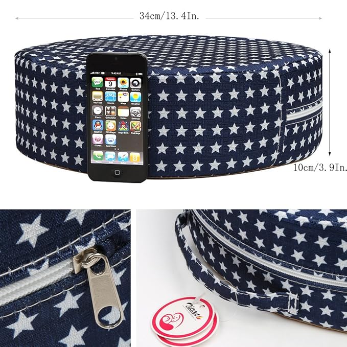 Zicac Kids' Anti-Slip Chair Seat Cushion- Dining Seat Pad Dismountable Round Seat Cushion (Blue Star)