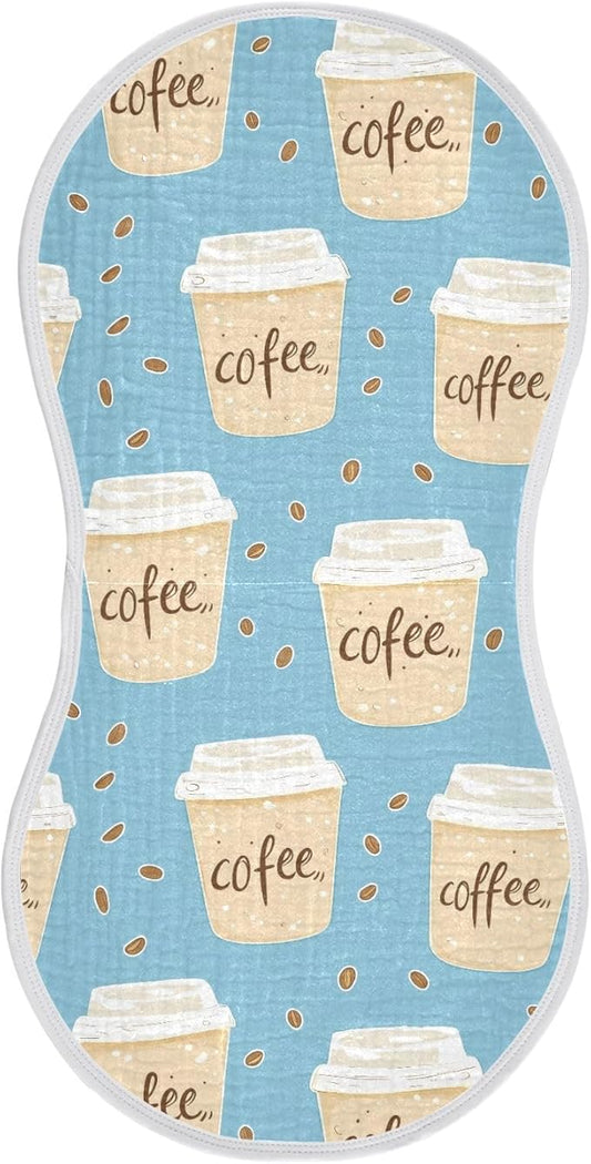 vvfelixl Muslin Burp Cloths Coffee Cup Baby Washcloths for Baby Girl Boys 2 Pack