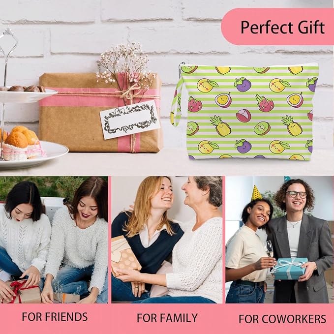 Wet Dry Bag, Wet Bag for Swimsuit, Diaper Sunscreen Large Zipper Pouch Waterproof Pouch, Beach Bags for Women, Lemon and Mangosteen Pattern, Gifts for Ladies Girls Friends Colleagues and Sisters