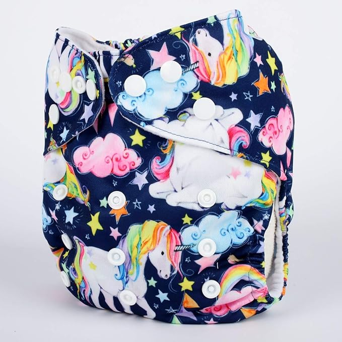 Baby Pocket Diaper Nappy Reusable Washable 8lbs to 36lbs (Star Horse)
