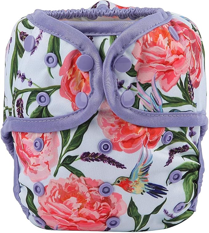 One Size Cloth Diaper Cover Snap With Double Gusset (Hummingbirds)