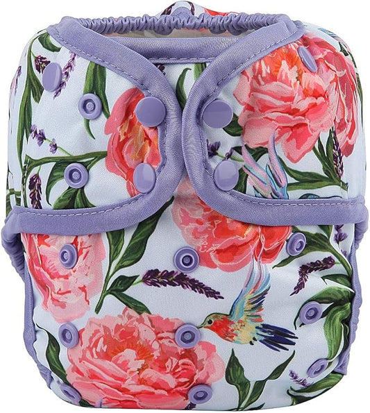 One Size Cloth Diaper Cover Snap With Double Gusset (Hummingbirds)