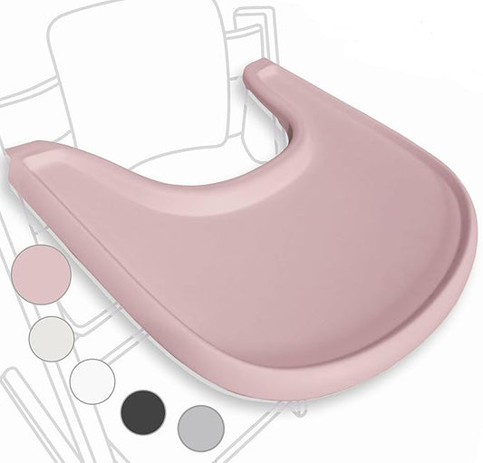 High Chair Tray Compatible with Stokke Tripp Trapp Chair – Matte Dusty Pink – NO Suction Plate Feature – Ergonomic Curved Design – BPA-Free, Easy to Assemble