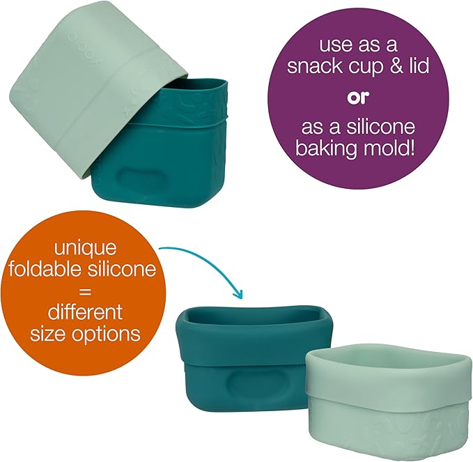 b.box Silicone Snack Cup (2-pack): Divider for Bento Box & Lunch Box, Ideal for Separating & Containing Foods, Dishwasher, Microwave, Oven and Freezer safe (Forest)