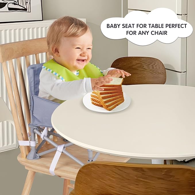 Portable Baby Chair, Folding Booster Seat with Tray for Dining Table Compact Camping Chair for Lawn Beach Travel Babies 6-36 Months