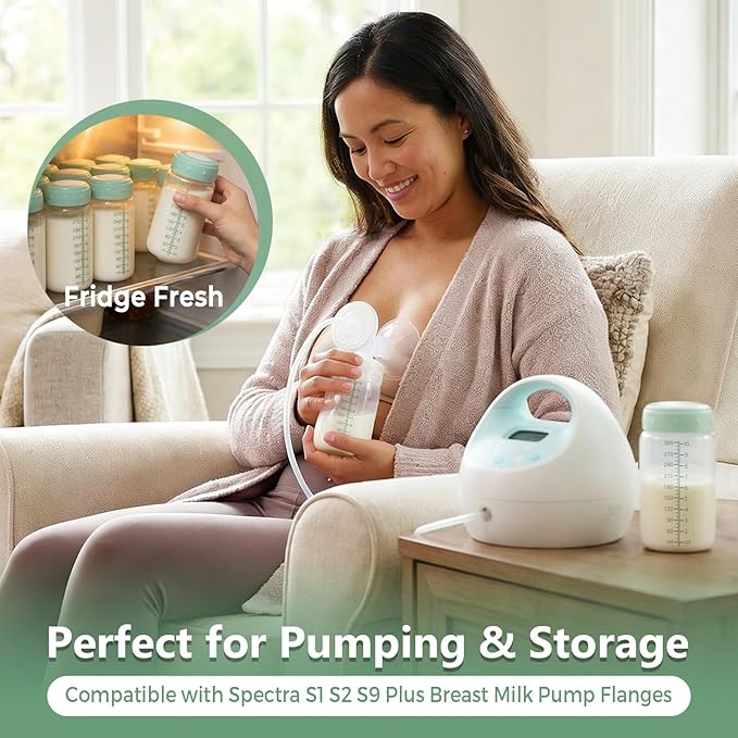 2PCS Breastmilk Storage Bottle, BPA Free Wide-Neck Spectra Bottles for Pumping, Storage Collection Baby Bottles for Fridge & Momcozy Breast Milk Cooler, Breastfeeding Bottle, 10 oz