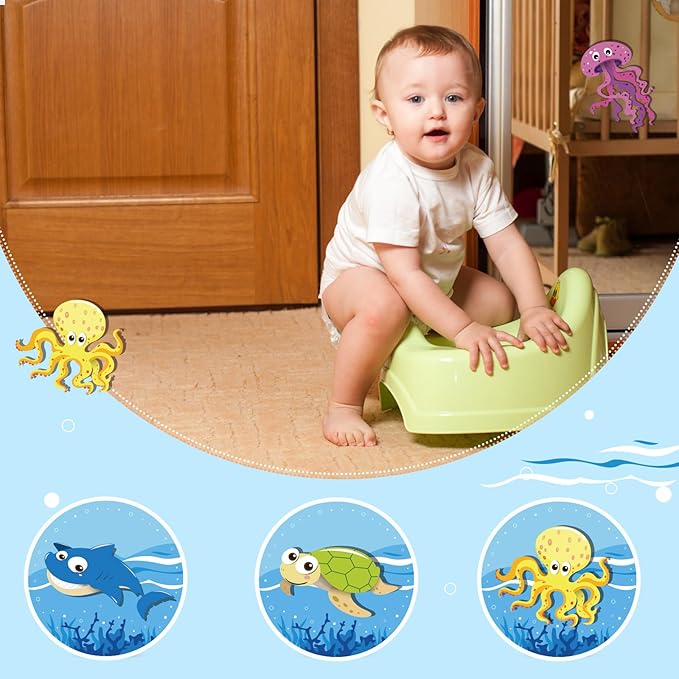 Geyee 24 Pcs Potty Training Stickers Potty You Pee on Toilet Reveal Stickers Chart Reusable Pee Decals Color Changing Seat Toilet Targets for Boys Girls Kids Training Use(Marine Animal)