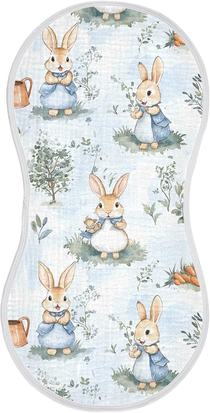 vvfelixl Muslin Burp Cloths Peter Bunny Friend Baby Washcloths for Baby Girl Boys 2 Pack