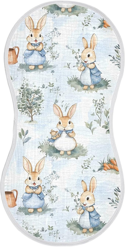 vvfelixl Muslin Burp Cloths Peter Bunny Friend Baby Washcloths for Baby Girl Boys 2 Pack