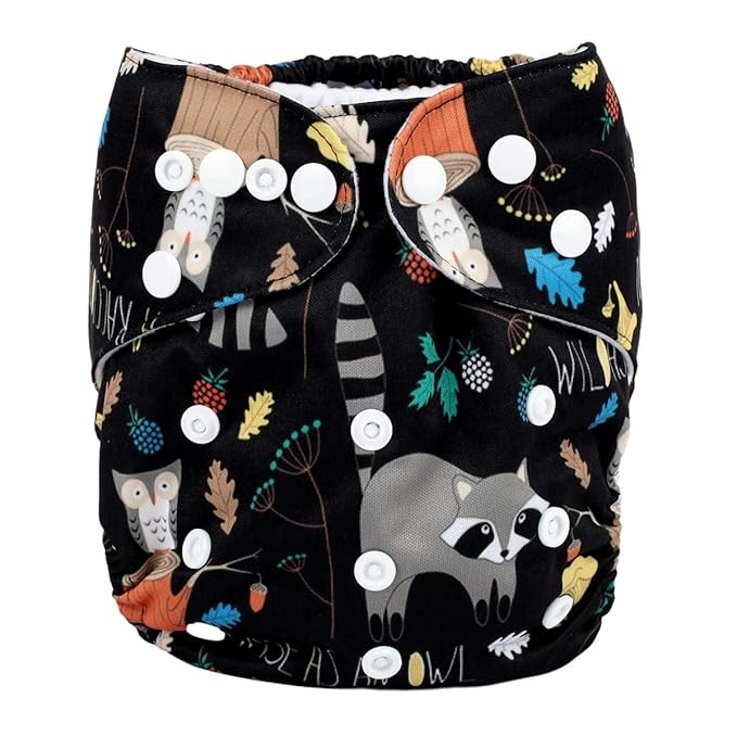 Baby Pocket Diaper Nappy Reusable Washable 8lbs to 36lbs (Racoon)