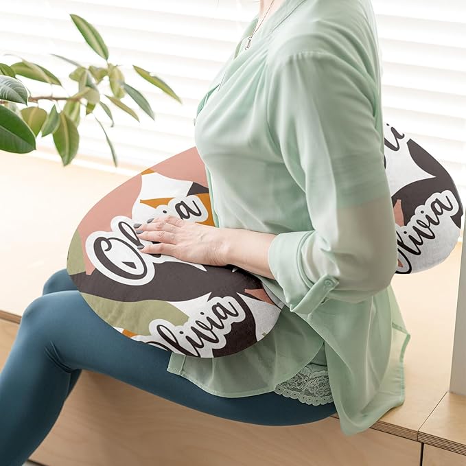 Customizable Flowers Baby Nursing Pillow Cover - Add Your Baby's Name, Ultra-Soft Stretch Fabric, Fits Standard Nursing Pillows, Ideal for Baby Showers Style 23