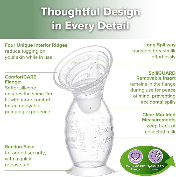 haakaa Gen.2 Plus Upgraded Manual Breast Pump, 5oz/150ml Multi-Ring ComfortCARE Sensitive Silicone Breast Pump with Spill-Guard Insert Set, Patent-Pending Design for Breastfeeding Moms