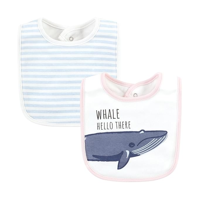 Hudson Baby Unisex Baby Cotton Bibs, Girl Whale Shark, One Size