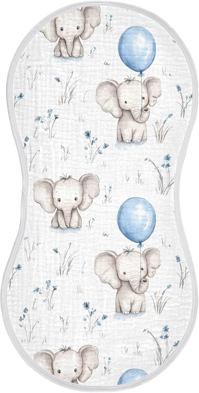 vvfelixl Muslin Burp Cloths Watercolor Painting Elephant Baby Washcloths for Baby Girl Boys 2 Pack