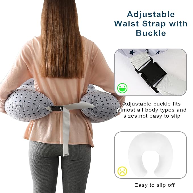 BATTOP Nursing Pillow for Breastfeeding, Plus Size Breastfeeding Pillows for More Support,with Adjustable Waist Strap and Removable Cotton Cover, Adults Pillow, Grey