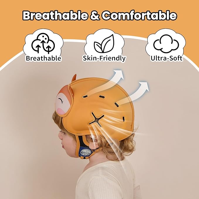 Mambobaby Baby Head Protector Helmet for Crawling and Walking, Breathable Soft Helmet, Ultra-Lightweight & Adjustable, Prevents Bumps Safety Helmet for Infants Toddlers 6-24 Months (Vivid Fox)