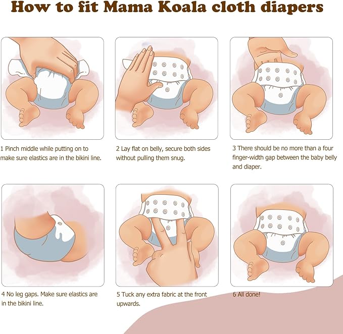 Mama Koala 1.0 Cloth Diapers for Babies, 6 Pack Pocket Shell Only (NO Inserts) - One Size Washable and Reusable Pocket Diapers for Newborns and Toddlers - 160018