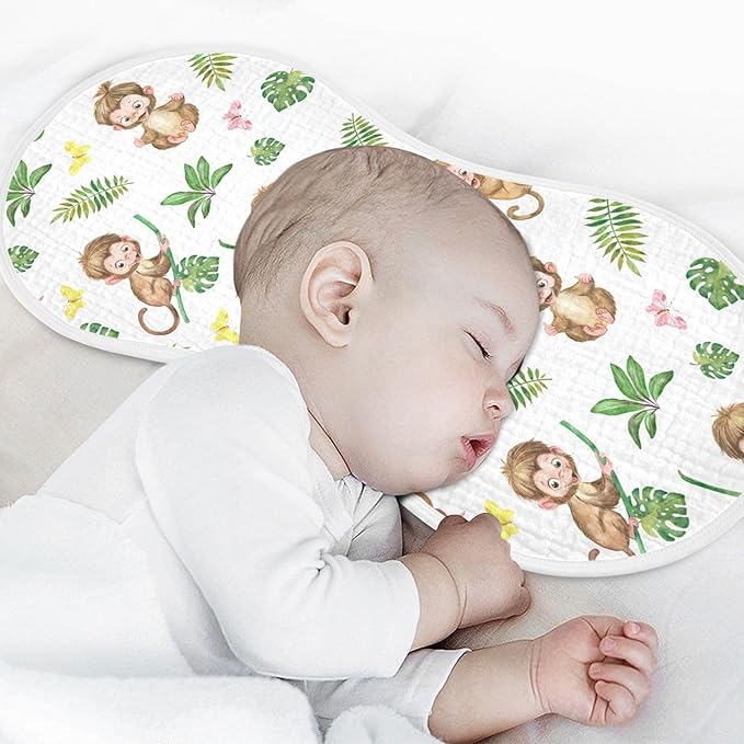 vvfelixl Muslin Burp Cloths Monkey Baby Baby Washcloths for Baby Girl Boys 2 Pack White